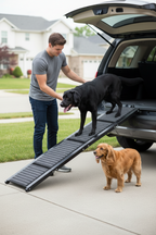 Extra Long  Non-Slip Folding Dog Ramp -  Helps  Dogs Get In and Out of Cars Easily Reducing Strain on Legs and Joints