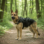 Alsatian dog wearing padded support harness